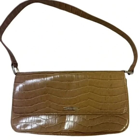 Jones New York Handbags - Jones New York Medium Tan Faux Alligator Shoulder Bag HandBag Pocketbook Credit